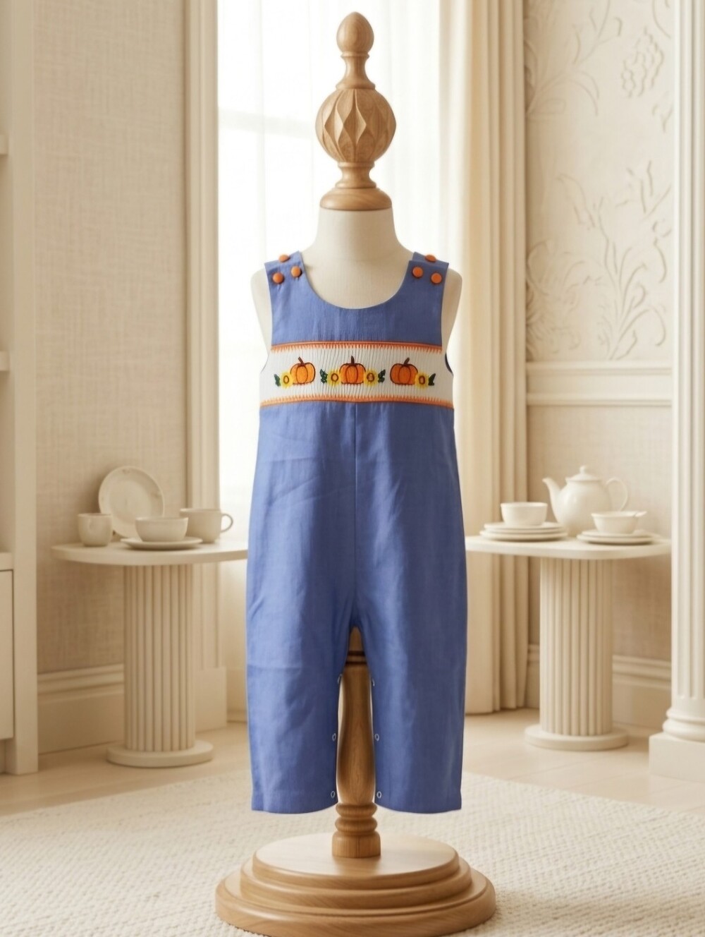 Lil Cactus Smocked Pumpkin & Sunflower Longall Size 2T